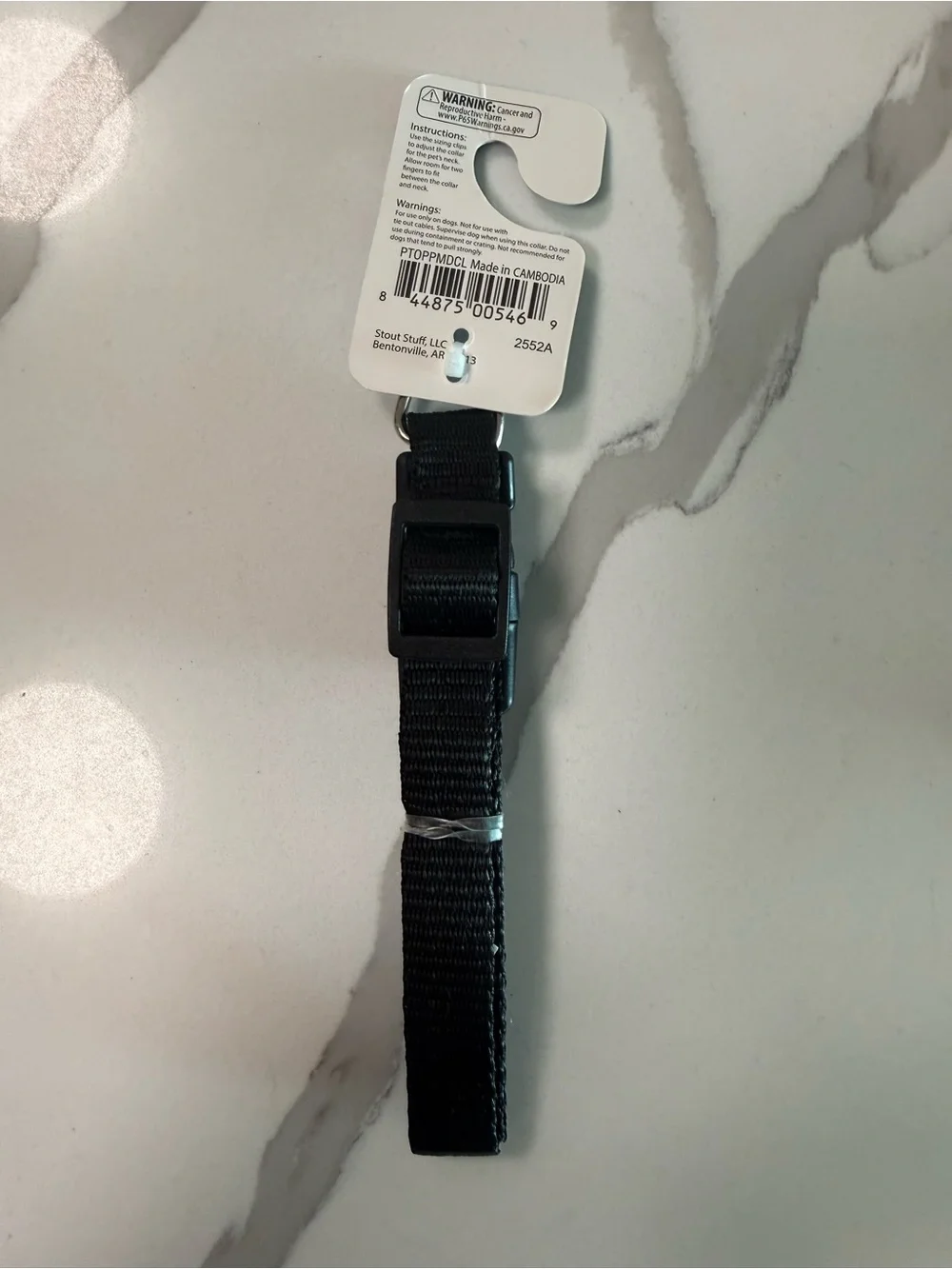 Stout Stuff Pet Dog Sturdy Solid Collar Black Adjustable Medium 10-16 New